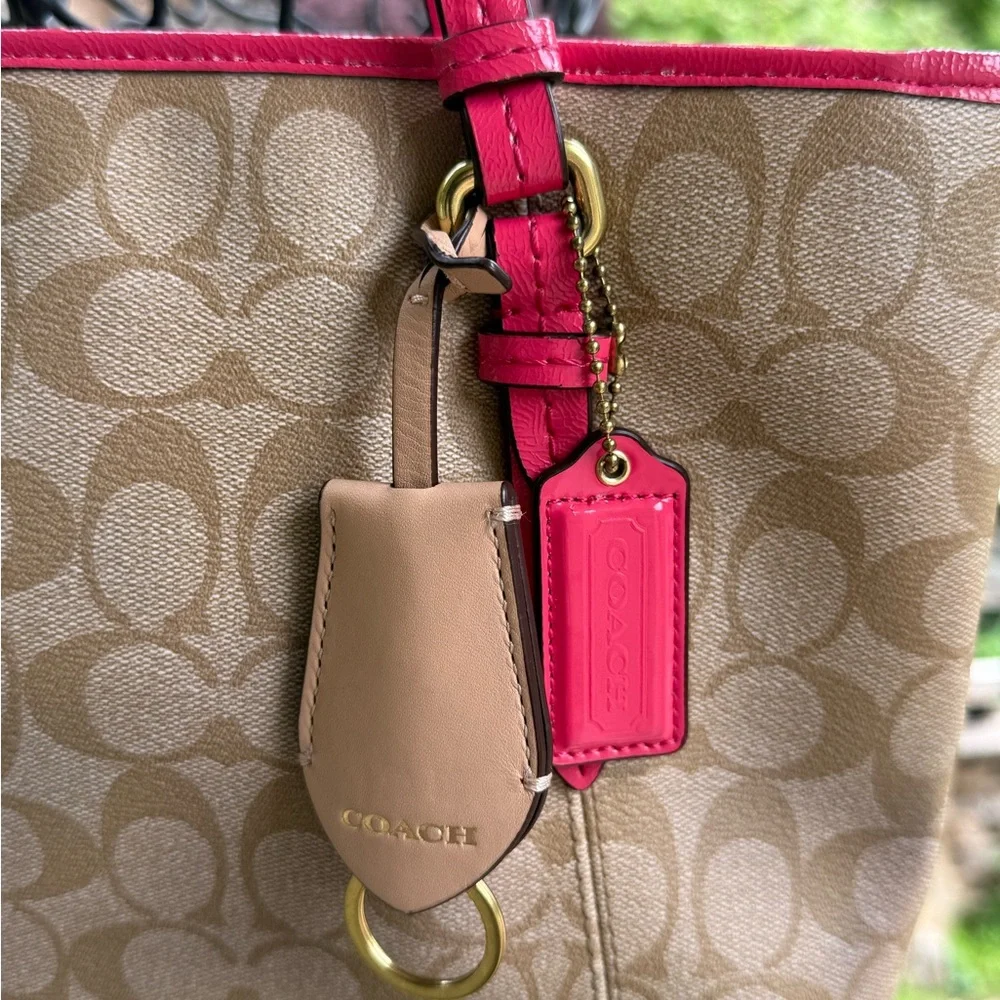 Coach Tan and Pink Signature‎ Tote Bag